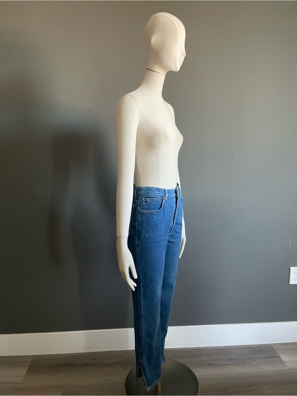 Vintage 80s 90s Sasson Japan High Rise Straight Leg Split Hem Blue Jeans Size 12